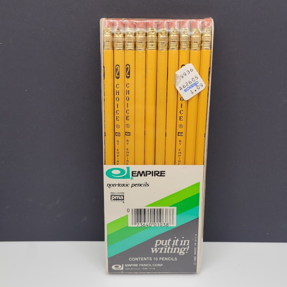 Empire CHOICE No 2 Pencils 10 Count NEW Yellow Non-Toxic USA Vintage 1980